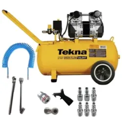 Compressor de Ar Isento de Óleo CPSH9050-2C 9,1PCM 50L 2,5HP 127V + Kit Ferramentas Pneumáticas 13 Peças Schweers TEKNA-K7573 Compressor de Ar Isento de Óleo CPSH9050-2C 9,1PCM 50L 2,5HP 127V + Kit Ferramentas Pneumáticas 13 Peças Schweers TEKNA-K7573